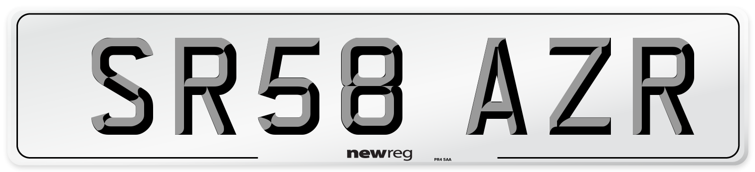 SR58 AZR Number Plate from New Reg